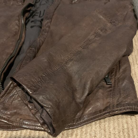 Mauritius Men’s XL Lamb Leather Jacket Cove RF Motorcycle Distressed Brown - Picture 6 of 14